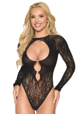 Body résille florale avec chainettes dans le dos - DG13511BLK